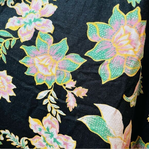 Love for Humanity Black Pink Floral Belted Flare Pinafore Midi Dress Black XXL - Picture 6 of 12